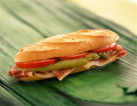 sub sandwich - raw ham sandwich Stock Photo - Rights-Managed, Code: 825-02305811