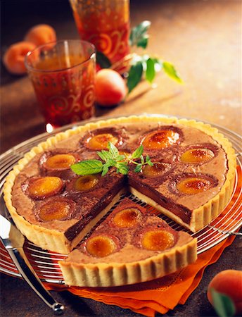 moist chocolate and apricot tart Stock Photo - Rights-Managed, Code: 825-02306024