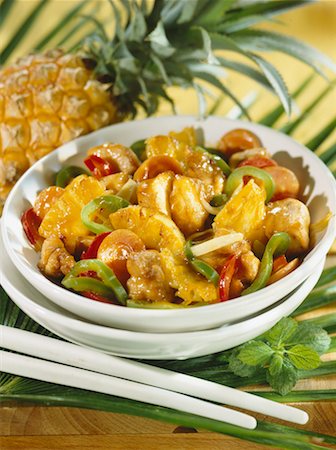 exotic meat - chicken and pineapple sauté Stock Photo - Rights-Managed, Code: 825-02306043