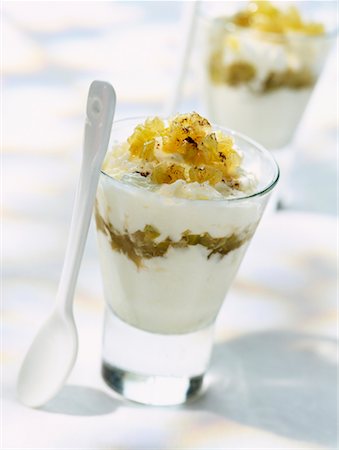 dessert on a white spoon - fromage frais and candied fennel ice cream Stock Photo - Rights-Managed, Code: 825-02306262
