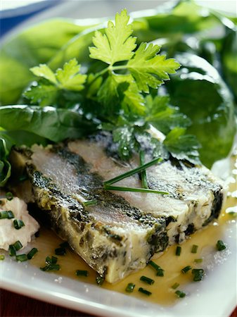 fish with olive oil - Fish terrine with greens Stock Photo - Rights-Managed, Code: 825-02306643