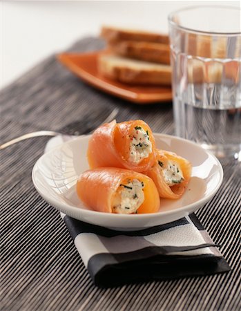 salmon roll - Smoked salmon and fromage frais rolls Stock Photo - Rights-Managed, Code: 825-02307581