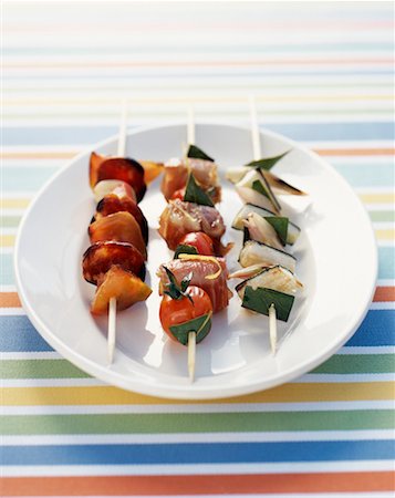 Variety of brochettes a la plancha Stock Photo - Rights-Managed, Code: 825-02307637