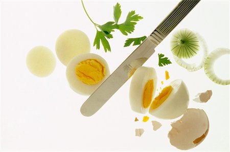 Hard-boiled eggs and spring onion Stock Photo - Rights-Managed, Code: 825-02307713