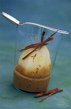 emulsion - poached pear with cinnamon and morels Stock Photo - Rights-Managed, Code: 825-02307873