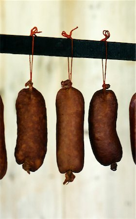 Hanging dried sausages Stock Photo - Rights-Managed, Code: 825-02308380