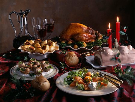 Christmas menu on decorated table Stock Photo - Rights-Managed, Code: 825-02302495
