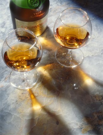 two glasses and bottle of cognac Stock Photo - Rights-Managed, Code: 825-02302621