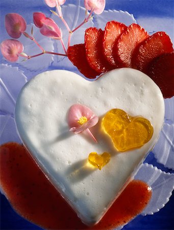 strawberry heart - Heart-shaped blancmange Stock Photo - Rights-Managed, Code: 825-02302810