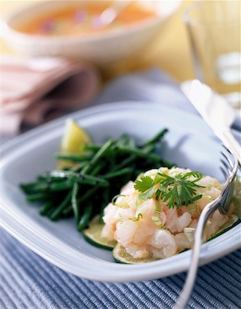 scorpion fish tartare and French beans with sesame seeds Stock Photo - Rights-Managed, Code: 825-02303308