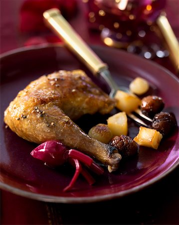 potato cube - free-range guinea fowl with spicy foie gras Stock Photo - Rights-Managed, Code: 825-02303314