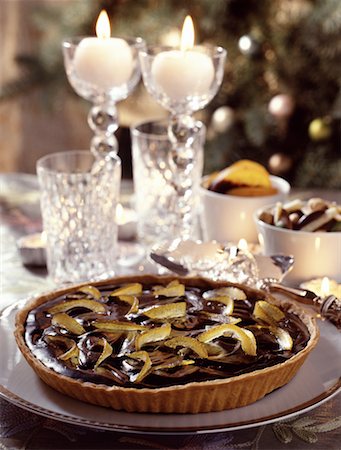 chocolate and citrus peel tart Stock Photo - Rights-Managed, Code: 825-02303765