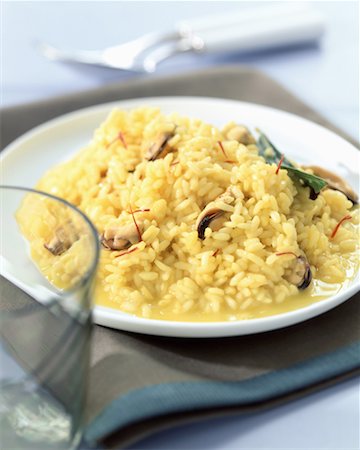 risotto italy - mussel and saffron risotto Stock Photo - Rights-Managed, Code: 825-02303899