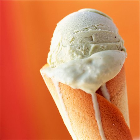 scooped ice cream - Pistachio ice cream in cone Stock Photo - Rights-Managed, Code: 825-03627141