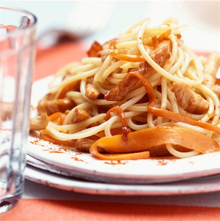 Spaghetti with roast veal Stock Photo - Rights-Managed, Code: 825-03627364