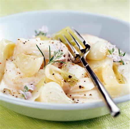 poaching (cooking) - Poached cod in white wine and onion sauce Stock Photo - Rights-Managed, Code: 825-03627373