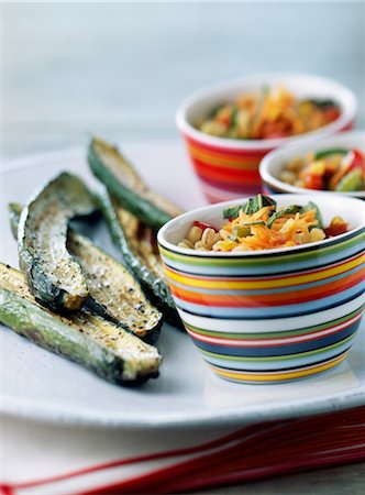 Roast courgettes and wheat Stock Photo - Rights-Managed, Code: 825-03627712