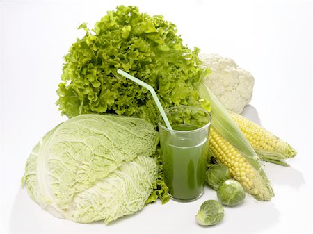 Fresh herb and green vegetable juice Stock Photo - Rights-Managed, Code: 825-03627921