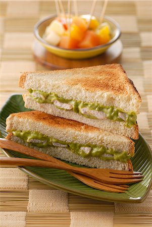 Curried chicken and avocado toasted sandwich Stock Photo - Rights-Managed, Code: 825-03628429