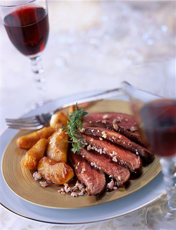 Duck Magret with crushed sugared almonds Stock Photo - Rights-Managed, Code: 825-03628621