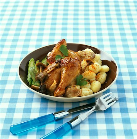 Chicken with gnocchis and mushrooms Stock Photo - Rights-Managed, Code: 825-03628763