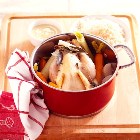 hen with rice Stock Photo - Rights-Managed, Code: 825-03629059