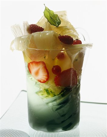 simsearch:652-03801536,k - Mint mousse,strawberry and pineapple verrine Stock Photo - Rights-Managed, Code: 825-03629243
