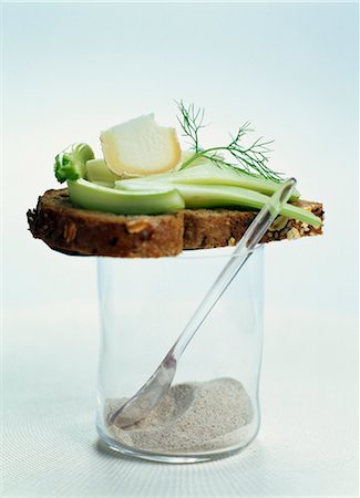 Wholemeal flour,rye bread,fennel and goat's cheese Stock Photo - Rights-Managed, Code: 825-03629342