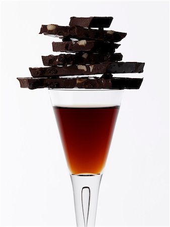 pyramid food - Pieces of chocolate on a cocktail glass Stock Photo - Rights-Managed, Code: 825-03629393