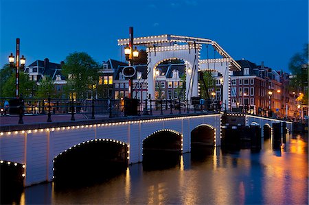 Skinny Bridge at dusk; Amsterdam, Holland Stock Photo - Rights-Managed, Code: 832-08007558