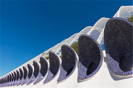 sculpture outdoor - View Of Umbracle In Ciudad De Las Artes Y Las Ciencias (City Of Arts And Sciences); Valencia, Spain Stock Photo - Rights-Managed, Code: 832-08007678