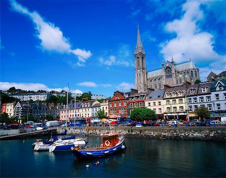 Cobh Cathedral & Harbour, Co Cork Ireland Fotografie stock - Rights-Managed, Codice: 832-02254917