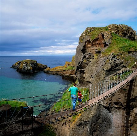 family scared - Carrick-a-Rede Rope Bridge, Co Antrim, Ireland Stock Photo - Rights-Managed, Code: 832-02255076