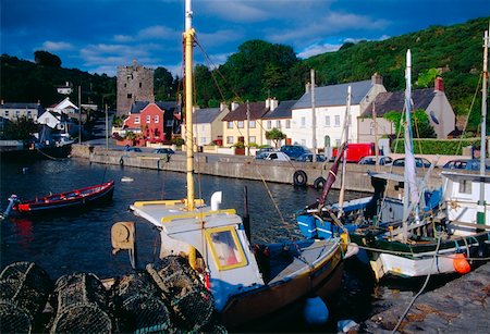 Ballyhack Village, comté de Wexford en Irlande ; Bateaux de pêche Photographie de stock - Rights-Managed, Code: 832-02255436