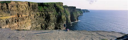 Panoramic view of cliffs, Cliffs Of Moher, County Clare, Republic Of Ireland Foto de stock - Con derechos protegidos, Código: 832-02252638