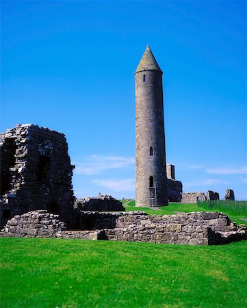 round tower - Devenish Monastic Site, Co Fermanagh, Ireland, 12th Century round tower and ruins of an Augustinian Abbey Stock Photo - Rights-Managed, Code: 832-02253410