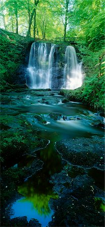 simsearch:400-05387259,k - Low angle view of a waterfall, Glenariff, County Antrim, Northern Ireland Stock Photo - Rights-Managed, Code: 832-03232295