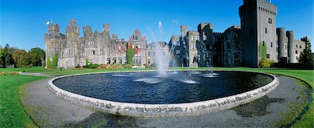 Fountain in front of a castle, Ashford Castle, Cong, County Mayo, Republic Of Ireland Stock Photo - Rights-Managed, Code: 832-03232311