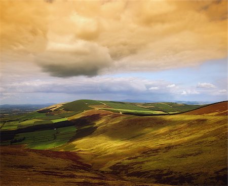 Blackstairs Mountains, Co. Carlow, Irland; Berge, die ungefähr entlang der Grenze Co Carlow und Co Wexford verkehren Stockbilder - Lizenzpflichtiges, Bildnummer: 832-03232467
