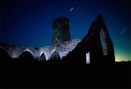 ruins silhouette - Killcrea Priory, County Cork, Ireland; Ancient abbey at night Stock Photo - Rights-Managed, Code: 832-03232927