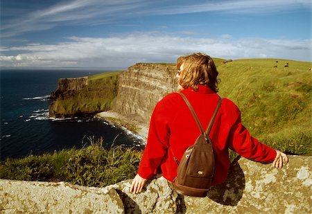 richard - Cliffs of Moher, County Clare, Ireland; Woman enjoying the view from a cliff Stock Photo - Rights-Managed, Code: 832-03233031