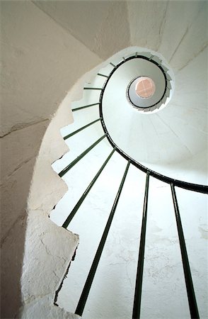spiral - Dunmore East, County Waterford, Ireland; Spiral staircase in lighthouse Stock Photo - Rights-Managed, Code: 832-03233065