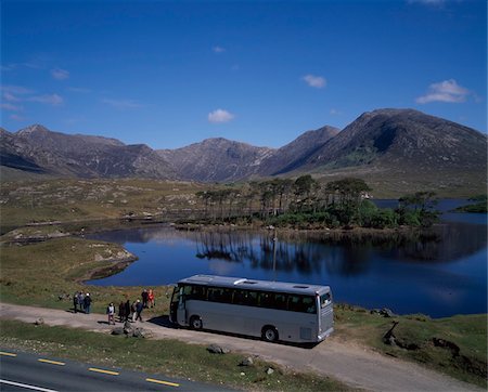 Tour bus, Derryclare Lough, Twelve Bens, County Galway, Ireland Stock Photo - Rights-Managed, Code: 832-03233257