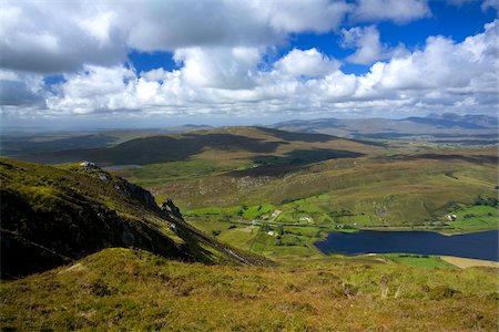 simsearch:832-03232135,k - Aghla Mountain, Co Donegal, Ireland;  View from the mountains to Lough Talt Stock Photo - Rights-Managed, Code: 832-03233629