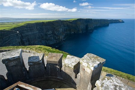 Falaises de Moher, Co Clare, Irlande ; Vue sur l'Atlantique de la tour de O'Brien Photographie de stock - Rights-Managed, Code: 832-03233634