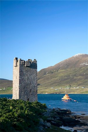 Achill Island, Co Mayo, Ireland;  15th Century Carrickkildavnet Castle used by Grace O'Malley Foto de stock - Con derechos protegidos, Código: 832-03233672