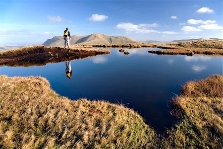 simsearch:832-03232240,k - Connemara, Co Galway, Ireland;  Person walking near a bog pool Photographie de stock - Rights-Managed, Code: 832-03233712