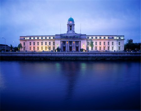Facade of a city hall along a river, Lee River, Cork, Republic Of Ireland Stock Photo - Rights-Managed, Code: 832-03358601