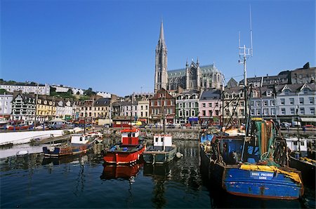 Boats moored at a harbor, Cobh, County Cork, Republic Of Ireland Stock Photo - Rights-Managed, Code: 832-03358650