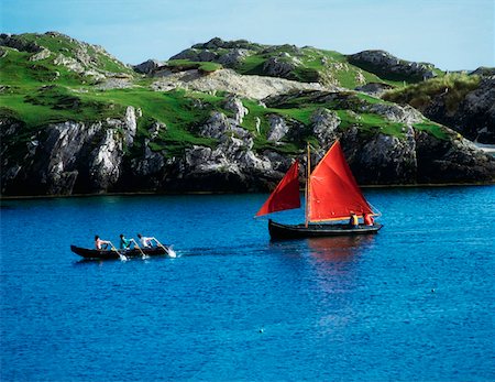 sailing beach - Traditional Galway Hooker and Currach, Inishbofin, Co. Galway, Ireland Stock Photo - Rights-Managed, Code: 832-03359029